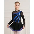 thumbnail image 5 of Alvivi Girls Sparkly Figure Skating Dance Dress Long Sleeve Tutu Skirted Leotard with Hair Band Royal Blue 6, 5 of 7