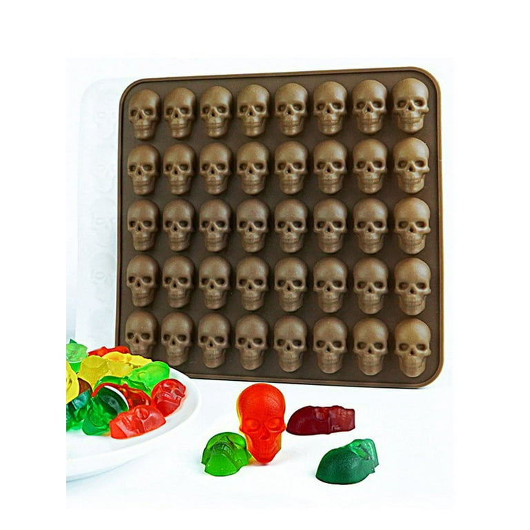 2pcs Gummy Skull Candy Molds Silicone,chocolate Gummy Molds With 1 Droppers  Nonstick Food Grade Sil