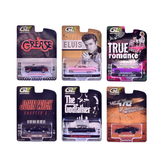 "Hollywood Greatest Hits" (2025) Set of 6 pieces 1/64 Diecast Model Cars by Greenlight