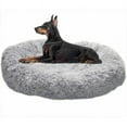 thumbnail image 1 of Cama para perros redonda suave extragrande lavable con cojín, cama para perros de lujo con cojín en forma de donut para perros grandes, L-80 cm, gris claro, 1 of 5