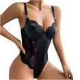 thumbnail image 2 of Asgosdo Women's Lingerie Valentine's Day One Piece Nightwear Lace Nightgown Bodysuit Chemise Sleepwear Black XXL, 2 of 5
