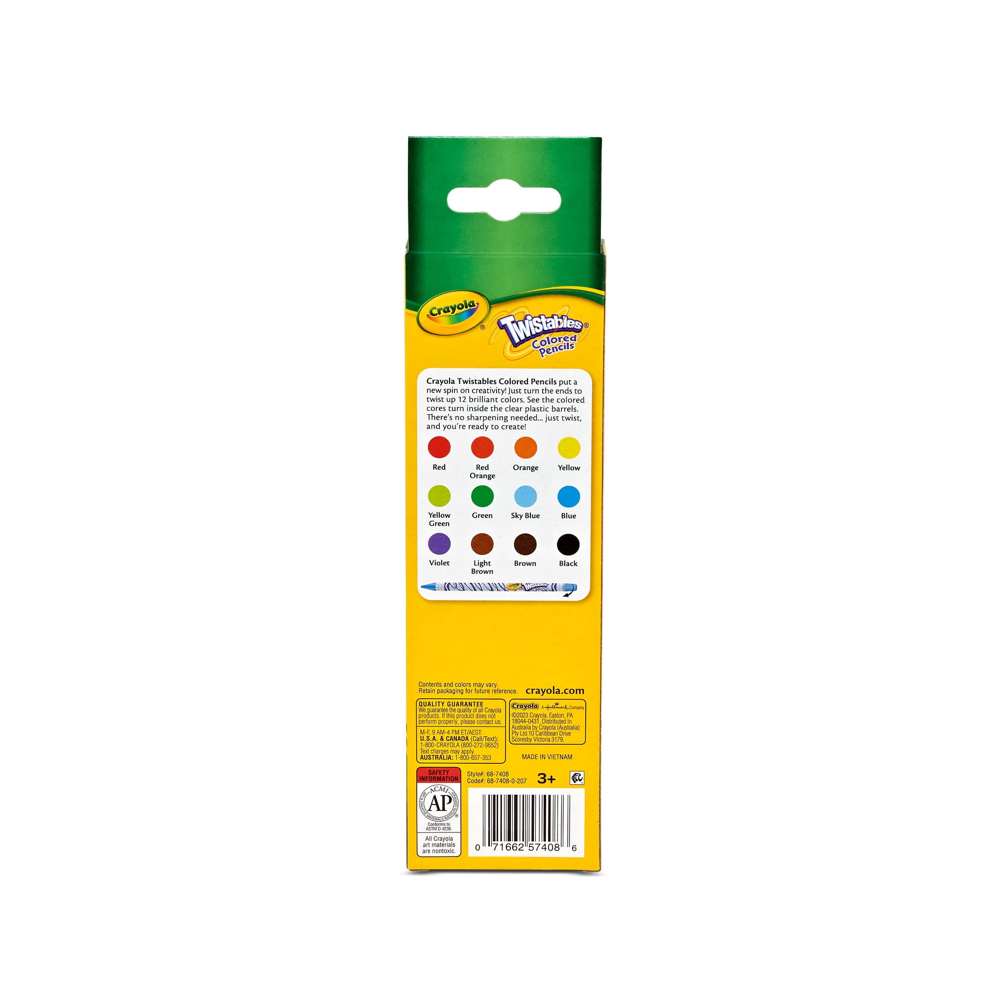 Crayola Twistable Colored Pencils, 12 Ct, Back to School Supplies, Arts and Crafts, Classroom Essentials for Teachers and Kids, Ages 3+