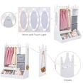 thumbnail image 4 of EDTara Garde-Robe pour Filles avec Miroir Éclairé et Support à Vêtements, Armoire de Rangement pour Jouets pour Enfants, Comprend des Étagères Ouvertes, des Bacs, des Crochets, Centre de Déguisement de Princesse Blanc pour Chambre, Salle de Jeux, Prématernelle, 4 of 6