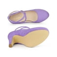 thumbnail image 4 of BLISSFUL STEP Women's Shoes Platform Round Toe Cross Strap Buckle Closure Stiletto Heel  Mary Jane Pumps Purple 8, 4 of 5