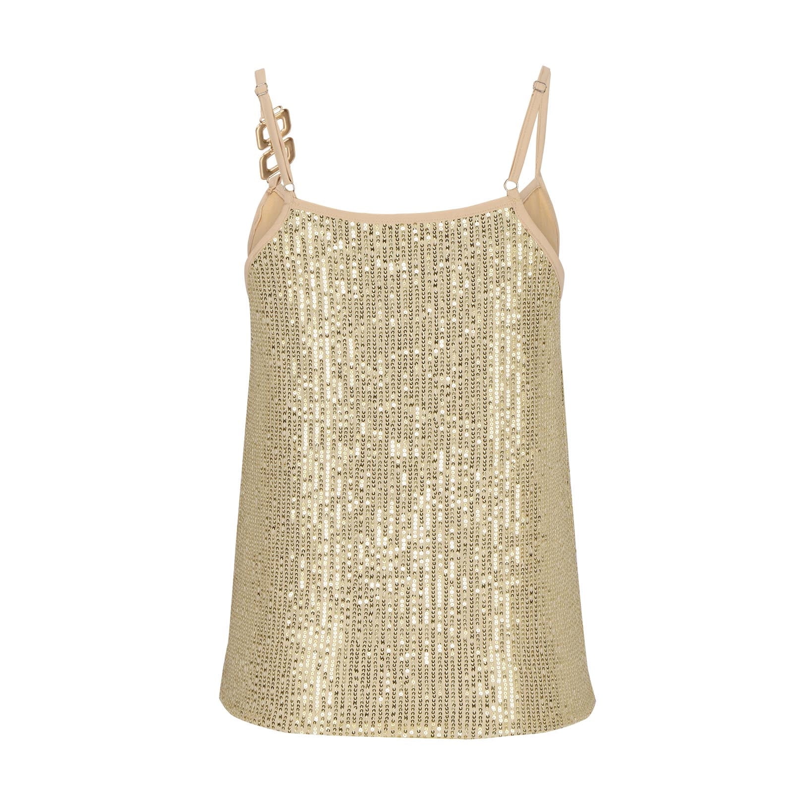 Gajess Glitter Camisole GOLD ガジェス XFLWAM Womens Sequin Cami Top V Neck Strappy Sparkle