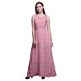 thumbnail image 1 of Bimba Robe Longue Sans Manches pour Femmes à Imprimé Feuilles Style Chic Maxi-Robe-TP, 1 of 5