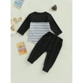 thumbnail image 4 of Bagilaanoe 2pcs Toddler Baby Boy Long Pants Set Stripes Print Long Sleeve T-shirtTops + Sweatpants 6M 12M 18M 24M 3T Kids Casual Outfits, 4 of 8