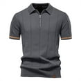 thumbnail image 2 of DDAPJ pyju Quarter Zip Polo Shirts for Men Knitting Cotton Golf Polos Summer Casual Short Sleeve Collared T-shirt Liquidación Prime Today Dark Gray XL, 2 of 4