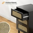 thumbnail image 6 of Rattan 3 Drawers Nightstand Bedroom Bedside Side Table with Charging Station, 6 of 8