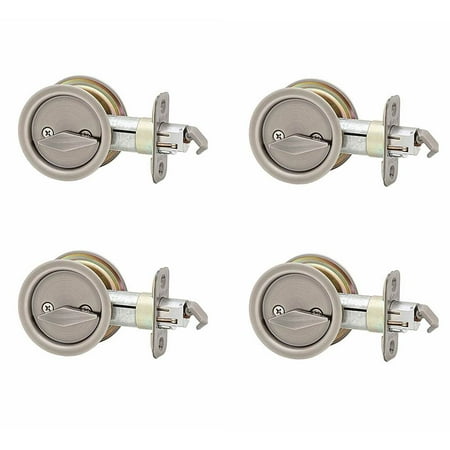 Kwikset Bed and Bath Locking Sliding Door Pull & Lock, Antique Nickel (4 Pack)
