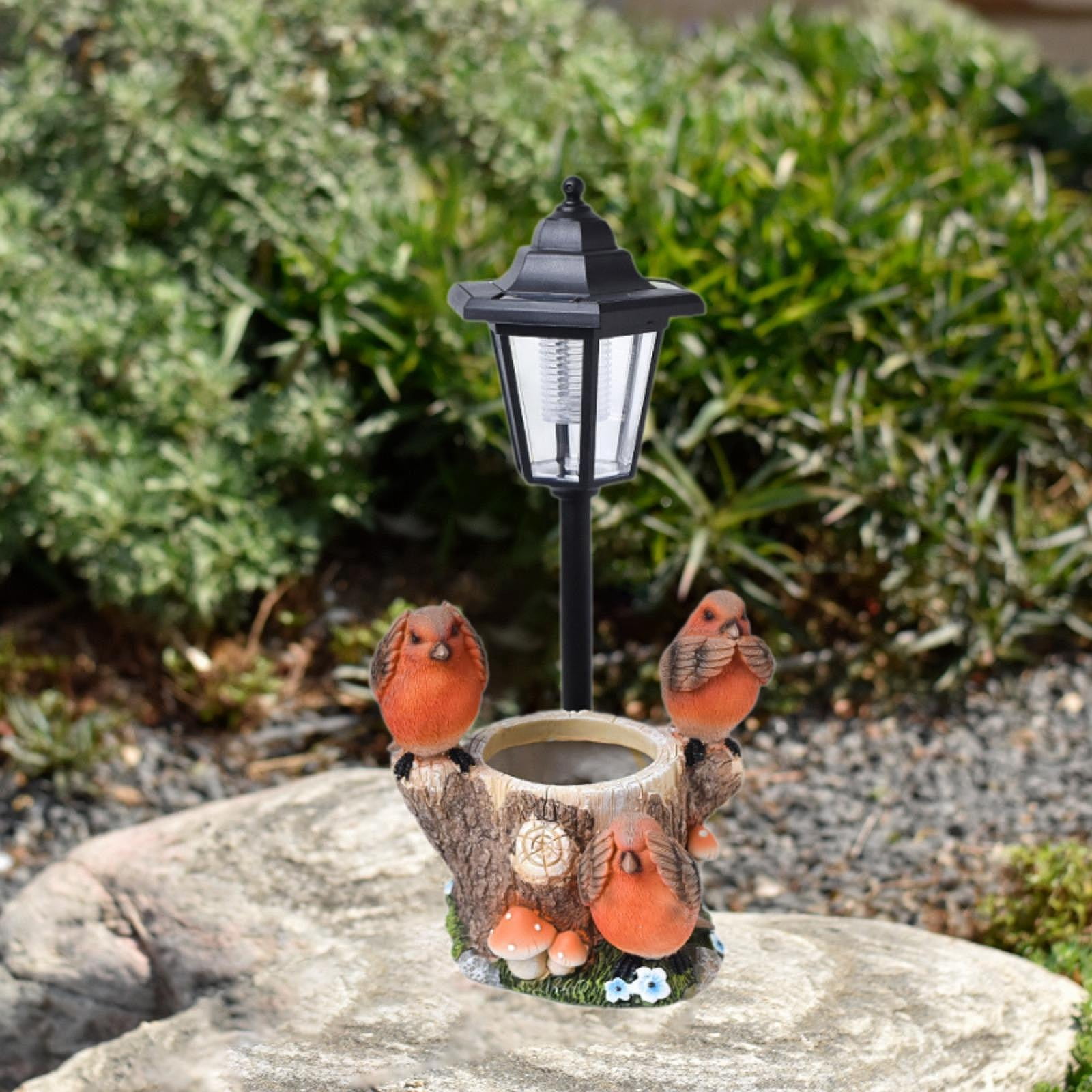 simhoa Flowerpot, Outdoor Statue with Solar Lights, Pretty Decoration, Handicrafts, Ornament, Resin Sculpture, Figure for Garden, Yard, Lawn
