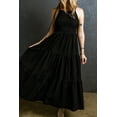 thumbnail image 5 of Women's Black Spaghetti Straps Smocked Pleated Maxi Dress, 5 of 7