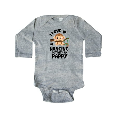

Inktastic Monkey I Love Hanging out with My Pappy Gift Baby Boy or Baby Girl Long Sleeve Bodysuit