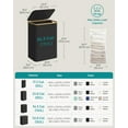 thumbnail image 6 of 130L Laundry Hamper with Lid 3-Section Large Laundry Basket Removable Mesh Liner Bamboo Handles Collapsible Ink Black, 6 of 6