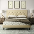 Amolife King Size Fabric Upholstered Platform Bed Frame with Button