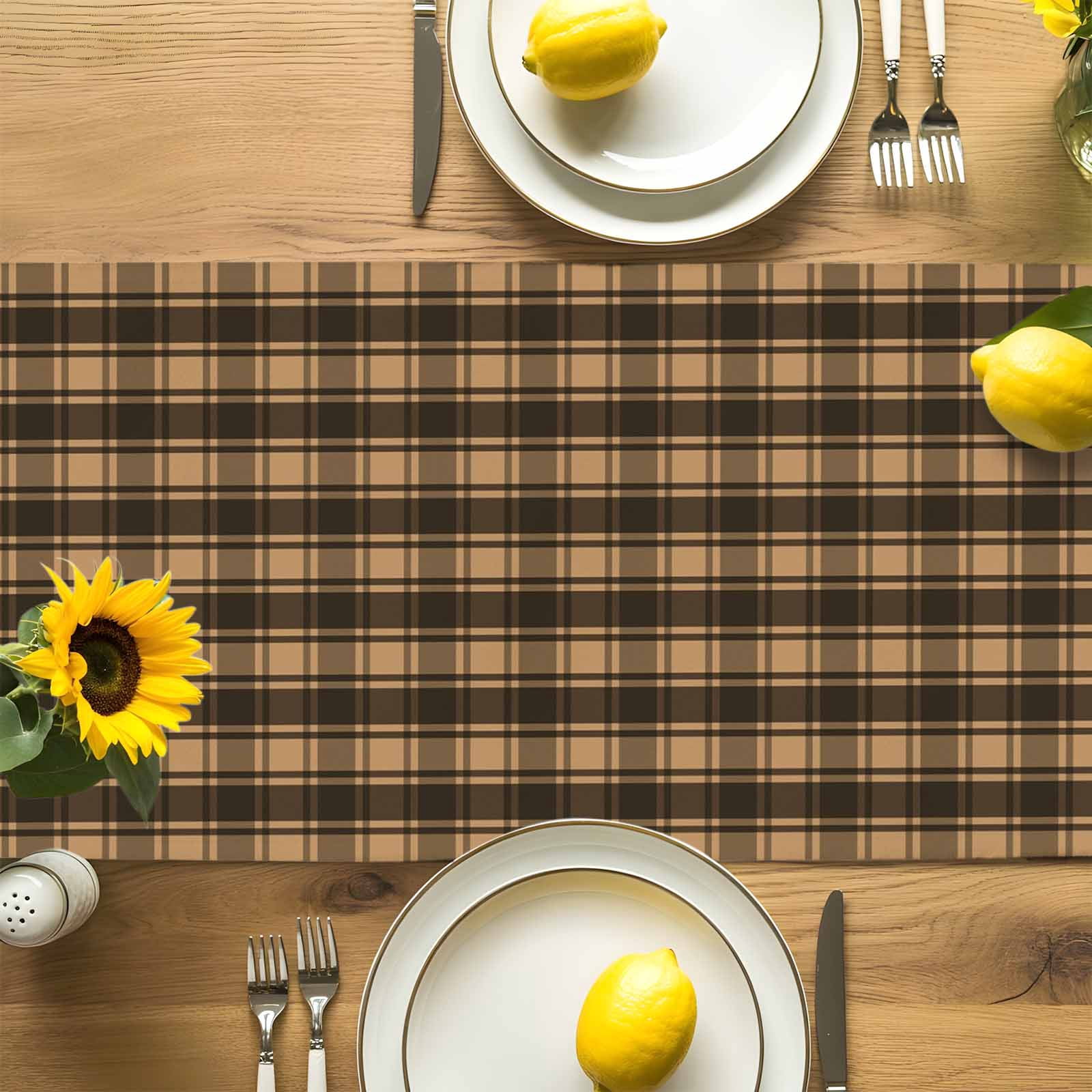 Vintage Black Star on Buffalo Checkered Table Runner 90 Inches Long, Western Farm Table Runners Tabletop Scarf Kitchen Dining Tables Decoration for Home Party Indoor Outdoor