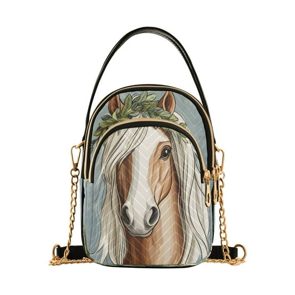 ALAZA Chain Crossbody Bags for Women Cartoon Horse Shoulder Handbag Phone Purse