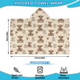 thumbnail image 2 of Beige Highland Cow Fence Pattern Hooded Bath Towel，50"x30" for Ages 3 To 12 Kids, Quick Dry Lightweight Soft Microfiber Hood Beach Towel Cover Up for Kids, 2 of 7
