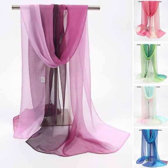 D-GROEE Long Chiffon Light Wedding Scarf Silky Gradient Color Party Shawl Spring Summer Beach Wrap for Women