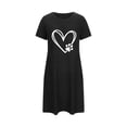 thumbnail image 4 of Sakmal Comfy Moomoo Nightgowns for Women Lightweight Loose Black Pajama Dress Short Crew Neck Short Sleeve Heart Print Nightgowns S-2XL, 4 of 5