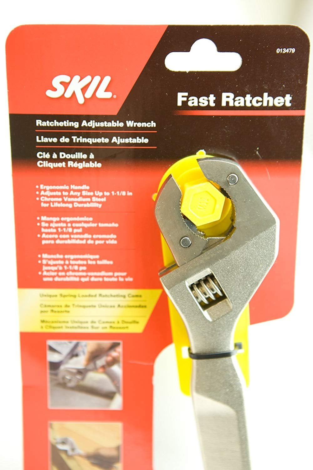 SKIL Fast Ratcheting Adjustable Wrench, Red and Black