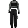 thumbnail image 2 of Alvivi Girls Hip Hop Jazz Street Dance Outfits Long Sleeve Crop Top Vest with Cargo Pants Set Black 8, 2 of 7
