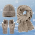 thumbnail image 2 of HNMKIU Winter Warm Lined Knitted Scarf Hat for Adults Cold Weather Outdoor Activities winter hats for men with Ear Protection 02_Brown,One Size, 2 of 3