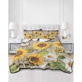 thumbnail image 2 of Twin Quilt Bedding Set, Farmhouse Sunflowers Reversible Summer Quilt 3 Pieces, Rustic Barn Doors Flowers Butterfly Wooden Lightweight Bedspreads Coverlets with 2 Pillow Shams for All Seasons, 2 of 5