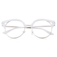 thumbnail image 2 of grinderPUNCH Cat Eye Metal frame Clear lens White Round Glasses for Womens, 2 of 5