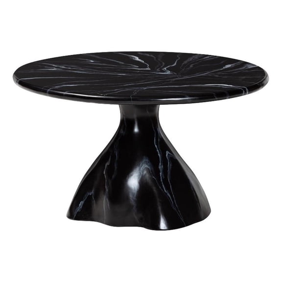 bali & pari Aponi Marbled Resin Coffee Table Sculptural Center Table Black