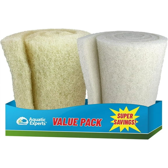 Aquatic Experts Cream COARSE Pond Filter Pad - 2 inch Thick - Bulk Roll Water Garden Filter Pond Media - Made in USA (Cream Pond Bundle)