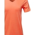 thumbnail image 4 of A2Y Women's Basic Solid Premium Cotton Short Sleeve V-neck T Shirt Tee Tops Deep Coral M, 4 of 6