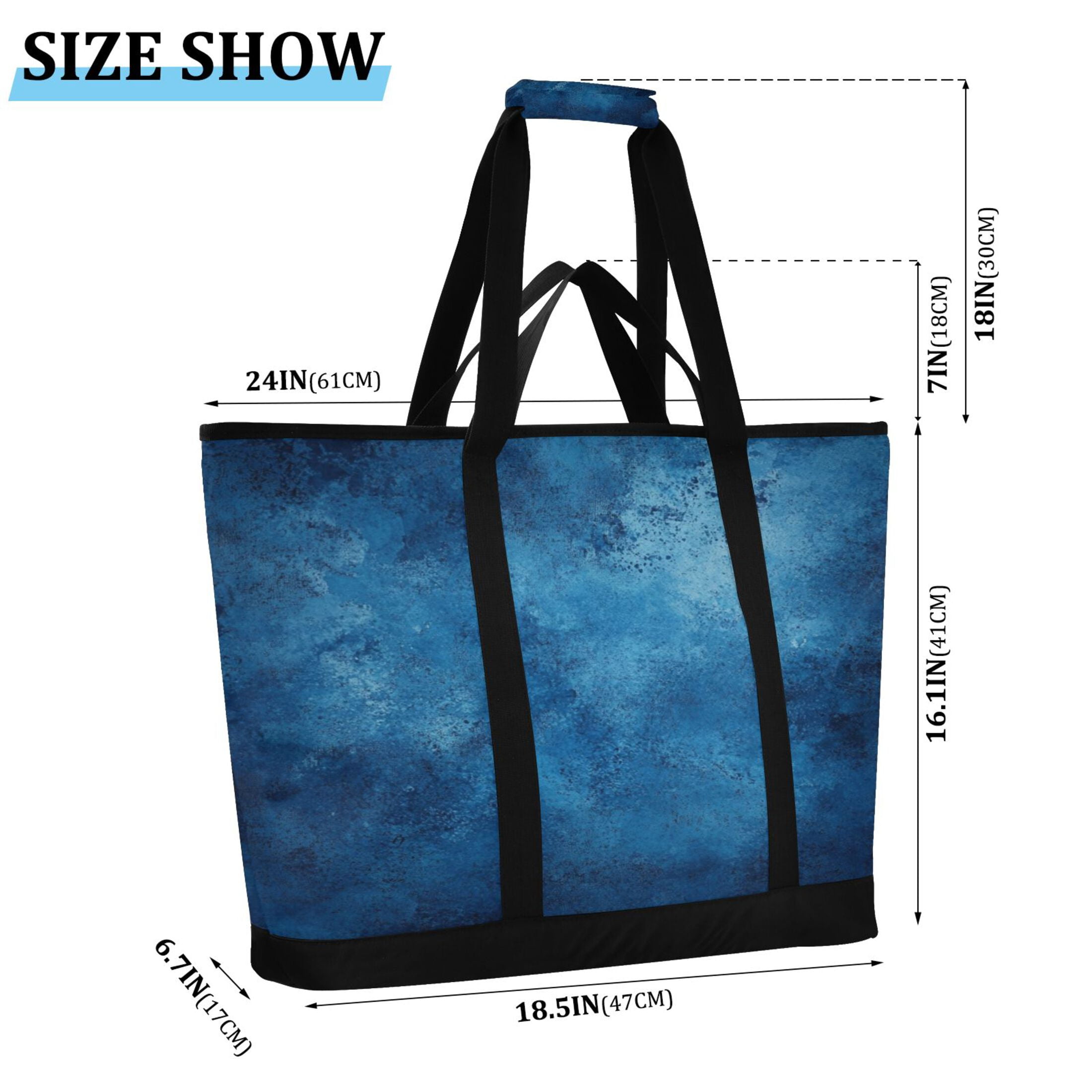 Large Hand-held Ice Pack Picnic Bag Insulation and Refrigeration Suitable for Shopping Picnics and Camping Blue Pattern