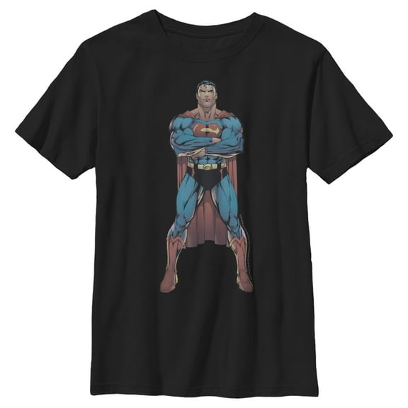 Boy's Superman Bold Hero Pose  Graphic Tee Black Medium