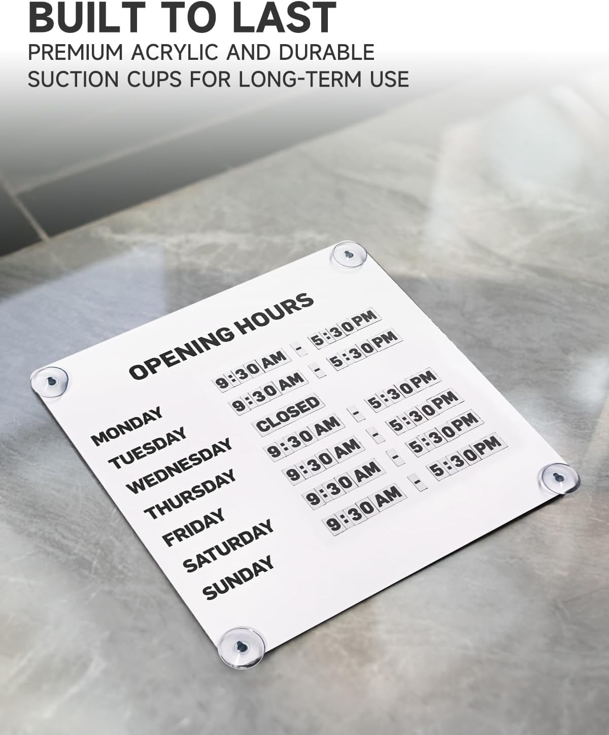 Nathome Magnetic Metal Business Hours Sign, Open Closed Display Board with Suction Cup and Adhesive Wall Mount, Reusable, 10.24 x 10.24 in