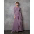 thumbnail image 3 of Women's Eva USA Fashion 3446 3 4 Sleeve Mother Of Groom Dress Lace Ankle Length Formal Gown Cocoa XL, 3 of 9