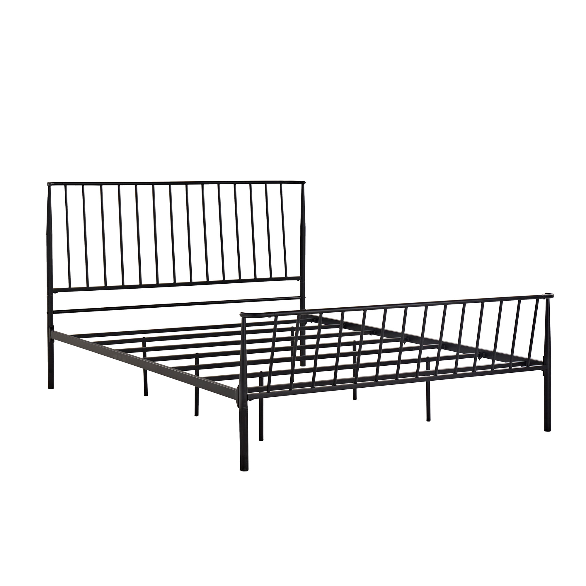 Weston Home Luling Queen Metal Slat Bed, Matte Black
