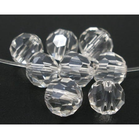 - 90 Faceted 6mm Machine Cut Round Glass, Loose Beads, Clear
