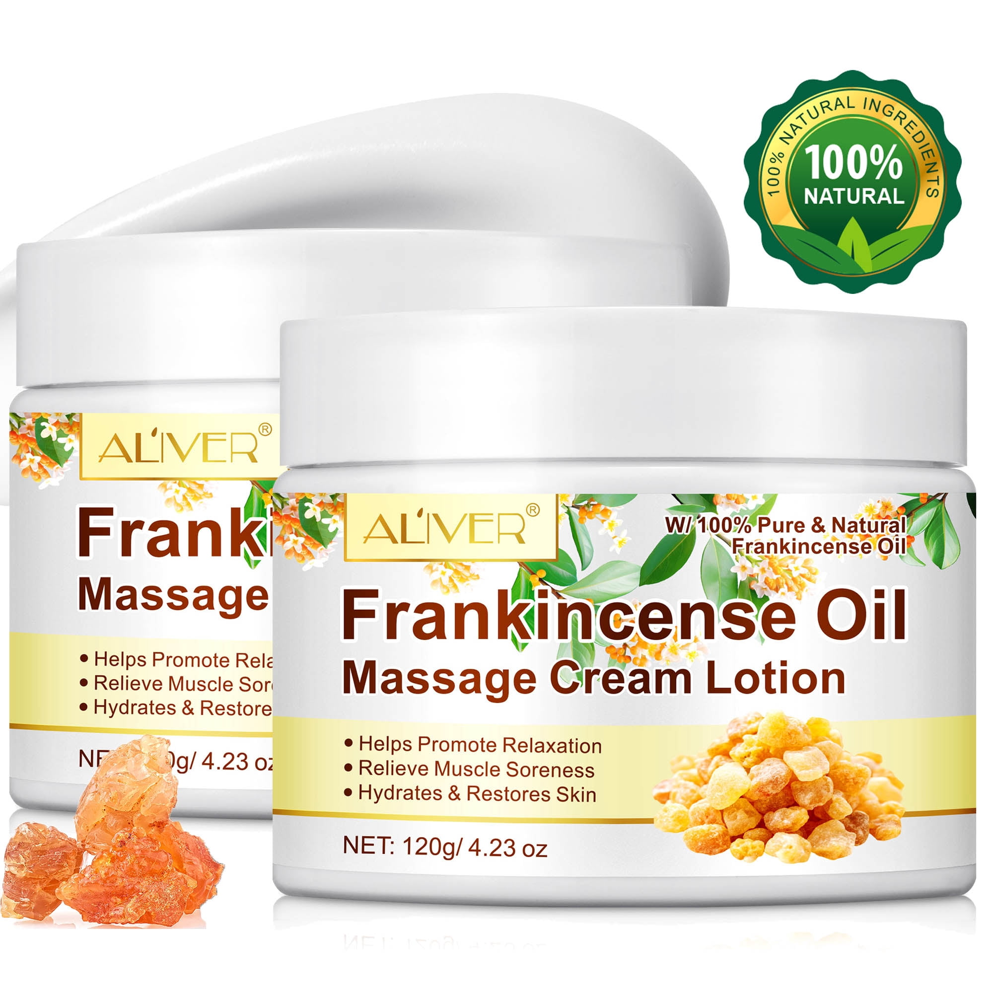 Frankincense Oil Cream for Hydrate Skin, Massage Lotion for Body, Better Relaxation & Stress Relief, Rich in Vitamin E, 2 Pack