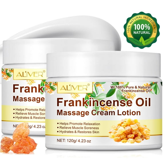 Frankincense Oil Cream for Hydrate Skin, Massage Lotion for Body, Better Relaxation & Stress Relief, Rich in Vitamin E, 2 Pack