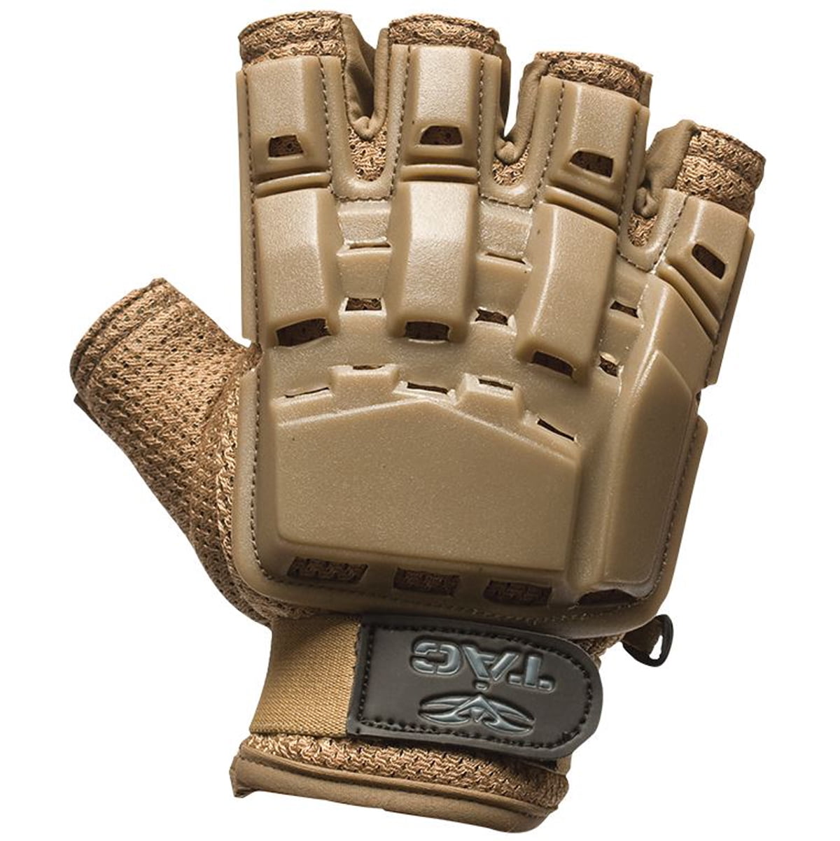 Valken V-TAC Half Finger Plastic Back Padded Gloves TAN SMALL Paintball Airsoft