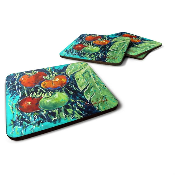 Carolines Treasures MW1359FC Tomatoe Tomato Foam Coaster Set of 4 3 1/2 x 3 1/2 multicolor