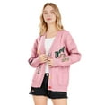 thumbnail image 3 of Women's Cable Knit Long Sleeve Open Front Cardigan Sheep V-Neck Button Down Sweater Coat Outwear Pink XXL, 3 of 7