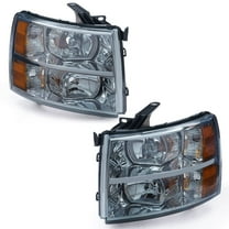 PIT66 Headlight Smoked Housing Headlight Lamps Amber Corner Fit For Chevrolet Silverado 2007-2014