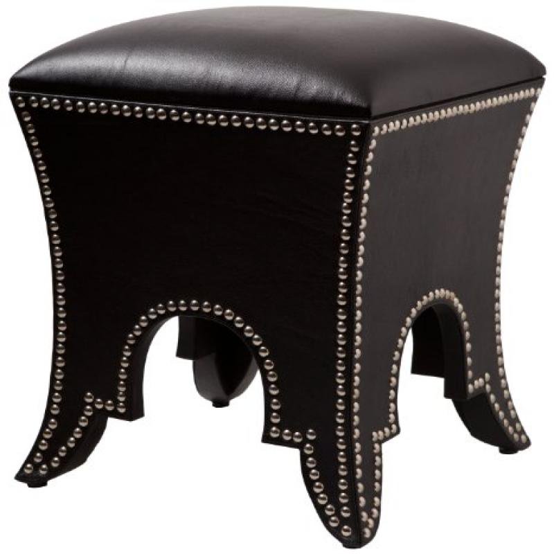Global Views Moroccan Leather 20Inch Tall by 16Inch Square Poof Stool