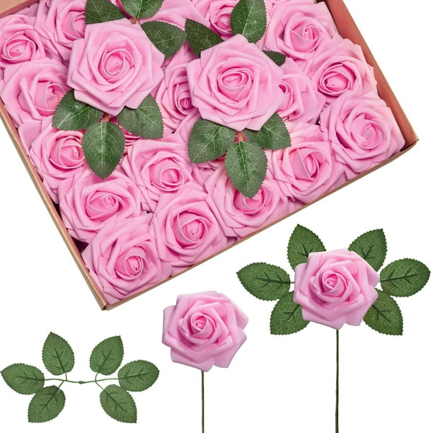 Flores artificiales InnoGear, 100 unidades, rosas de espuma rosa, para bricolaje