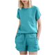 thumbnail image 1 of Conjunto de pantalones cortos de manga corta Sloid con cuello redondo para mujer, traje deportivo informal de verano, 2 piezas Wmkox8yi  bvn1394, 1 of 8