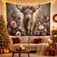 thumbnail image 3 of Highland Cow Within a Rose and Greenery Frame, Dreamy Rustic for Animal Lovers, Botanical Wall Art, Mother'S Day Gift, Tapestry Wall Hanging for Bedroom and Living Room, 3 of 7