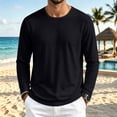 thumbnail image 2 of SeCaotees Contrast Trim Crew Neck Long Sleeve Tops for Men Soft Breathable Knit Fabric Loose Fit Daily Casual Pullover Shirts Black,L, 2 of 7