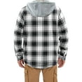thumbnail image 4 of cllios Fleece Jacket Men Flannel Plaid Shirt Jacket Long Sleeve Shacket Jacket Button Down Hoodie Winter Warm Coat for Men 2023 Mens Winter Outerwear White XXL, 4 of 4